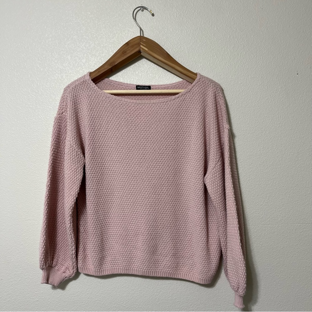 Nasty Gal Pink Off-the-Shoulder Sweater size 8 - Picture 2 of 12
